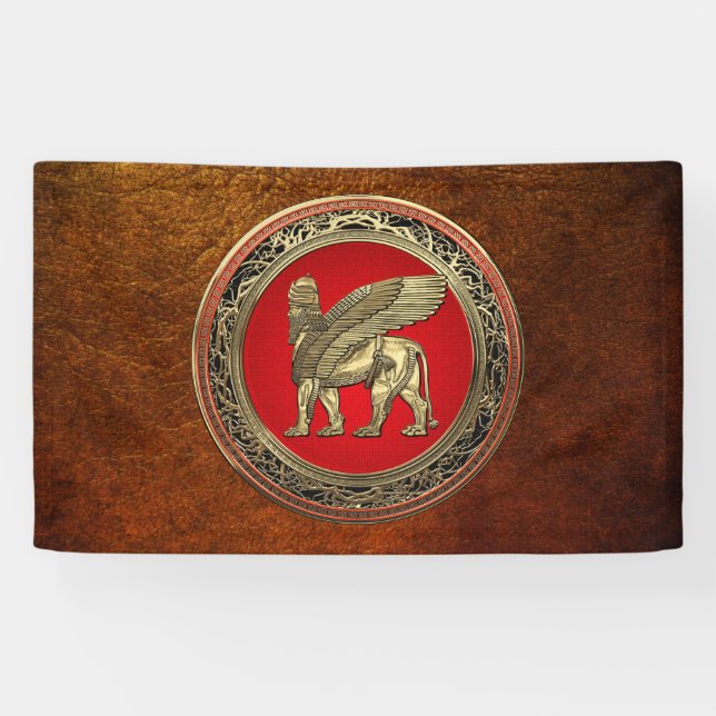 Banderoles [220] Lion assyrien ailli - Lamassu d'or (Horizontal)