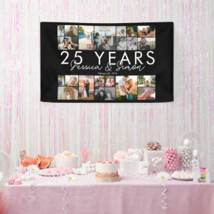 Banderoles 25 ans mariage anniversaire photo collage modifiab