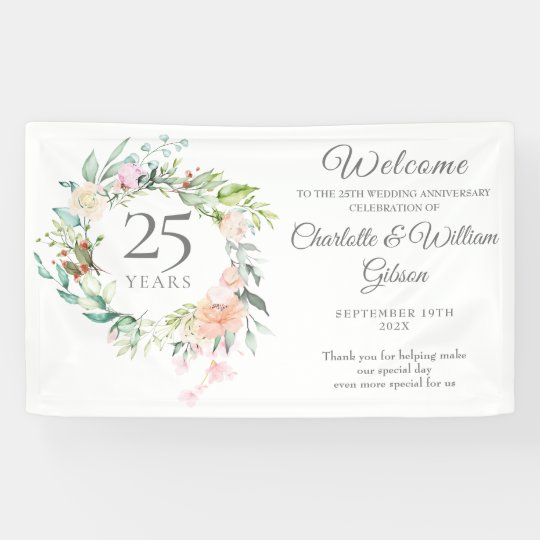 Banderoles 25e Anniversaire De L Argent Rose La Verdure Bienv Zazzle Fr Banderoles 25e Anniversaire De L Argent Rose La Verdure Bienv Zazzle Fr