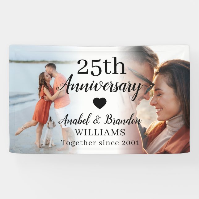 Banderoles 25e Anniversaire de Mariage Collage Photo Personna (Horizontal)