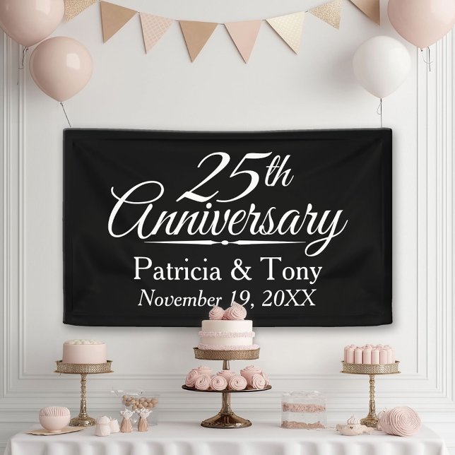 Banderoles 25e anniversaire du Mariage Personnalisé (Custom Anniversary Banner)