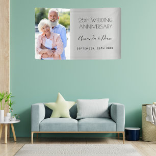 Banderoles 25e anniversaire mariage argent photo personnalisé