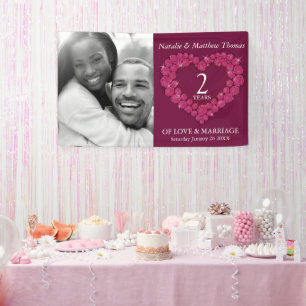 Banderoles 2e anniversaire du Mariage Garnet photo rouge fonc