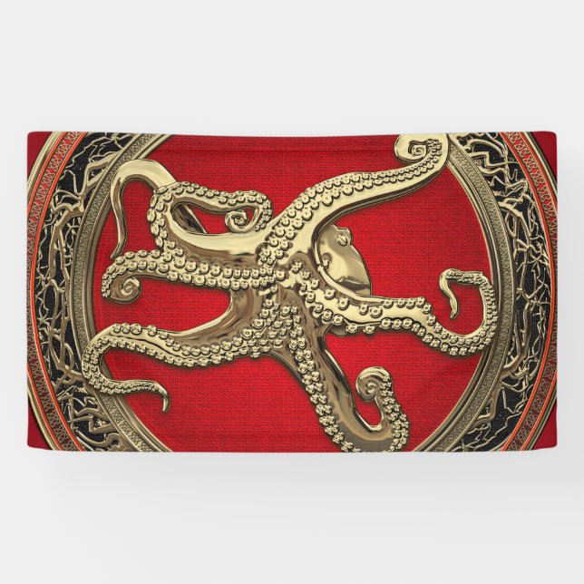 Banderoles [300] Octopus d'or sacré en posture défensive (Horizontal)