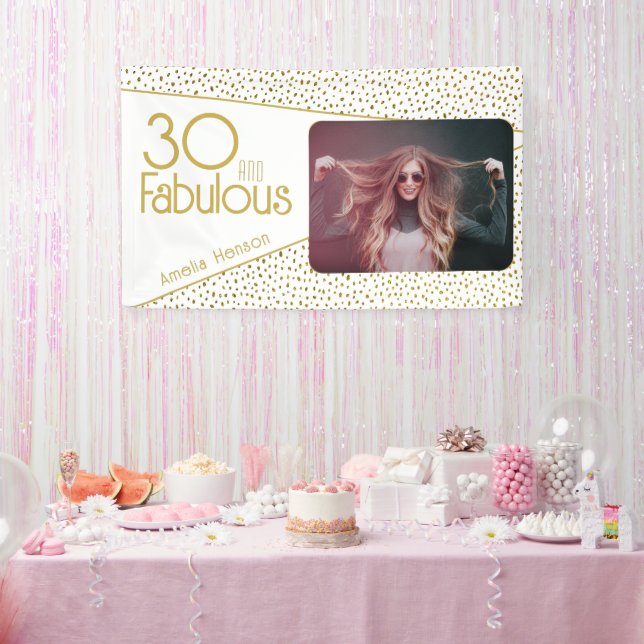 Banderoles 30 ans et Fabuleux Paillettes Or Photo 30e Anniver (Fête)