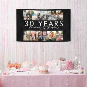 Banderoles 30 ans mariage anniversaire photo collage modifiab