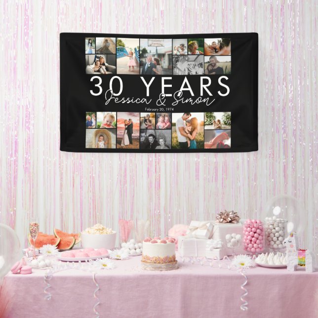 Banderoles 30 ans mariage anniversaire photo collage modifiab (Fête)