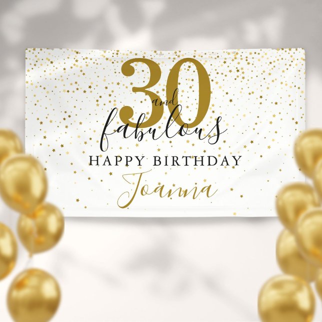 Banderoles 30 et fabuleux anniversaire Elegant Gold et Black (30 and Fabulous Birthday Elegant Gold and Black Banner)