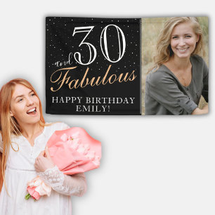 Banderoles 30 et fabuleux Elegant Black 30th Birthday Photo