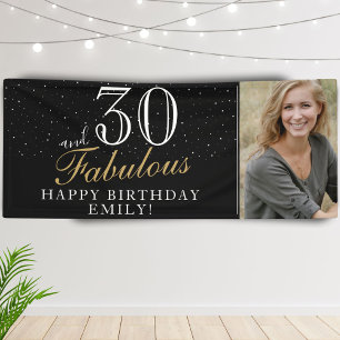 Banderoles 30 et fabuleux moderne Black 30th Birthday Photo