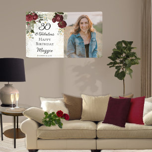 Banderoles 30 et Fabulous Glam Rose Floral fête d'anniversair