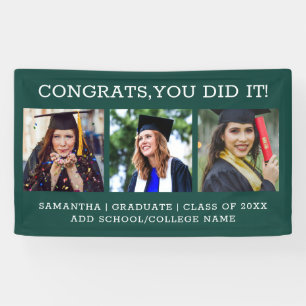Banderoles 3 Photo Félicats Gradué 2025 Graduation Green
