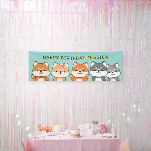 Banderoles 3e anniversaire fête Shiba Inu Chiots personnalisa
