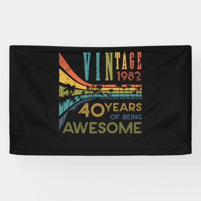 Banderoles 40 ans Anniversaire Vintage 1982 40e anniversaire (Horizontal)