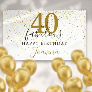 Banderoles 40 ans et Fabuleux Anniversaire Élégant Or et Noir