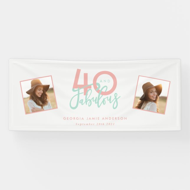 Banderoles 40 ans et fabuleux banne d'anniversaire rose et me (Horizontal)