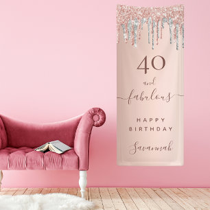 Banderoles 40 et Fabuleux anniversaire parties scintillant ro