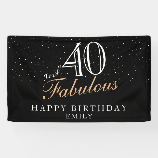 Banderoles 40 et fabuleux Black moderne 40e anniversaire (Horizontal)
