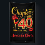 Banderoles 40e anniversaire, chapitre 40 dame, femmes<br><div class="desc">40e anniversaire design pour femmes,  dames. Nom modifiable et année de l'est. Caractéristiques IMPRIMÉES : Chapitre 40 design. REMARQUE : il s'agit d'un article avec la conception imprimée. C'est un cadeau parfait pour une femme de 40 ans,  fille,  amie,  dame. L'idée géniale pour la fête du 40e anniversaire.</div>
