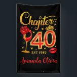 Banderoles 40e anniversaire, chapitre 40 dame, femmes<br><div class="desc">40e anniversaire design pour femmes,  dames. Nom modifiable et année de l'est. Caractéristiques IMPRIMÉES : Chapitre 40 design. REMARQUE : il s'agit d'un article avec la conception imprimée. C'est un cadeau parfait pour une femme de 40 ans,  fille,  amie,  dame. L'idée géniale pour la fête du 40e anniversaire.</div>