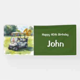 Banderoles 40e anniversaire de golf au golfeur avec voiturett