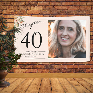Banderoles 40e anniversaire Floral Pink Photo