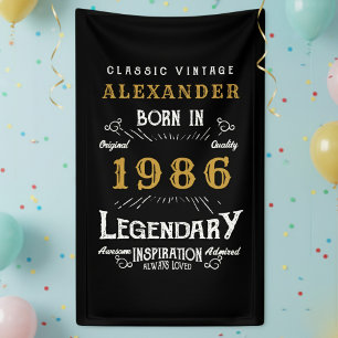 Banderoles 40e anniversaire personnalisé 1986 Légende Vintage
