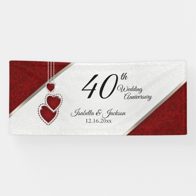 Banderoles 40e anniversaire rouge rubis / Anniversaire (Horizontal)