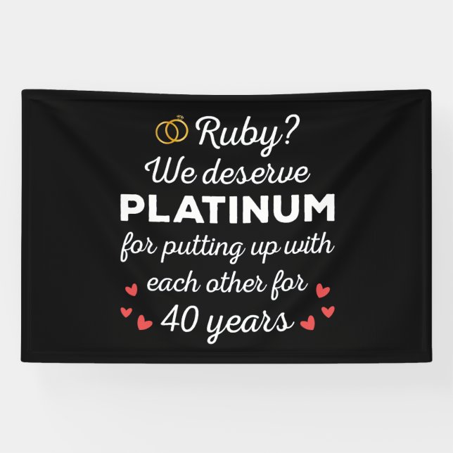Banderoles 40ème anniversaire du Mariage I - Ruby Funny Coupl (Horizontal)
