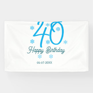 Banderoles 40th birthday add name date year blue template