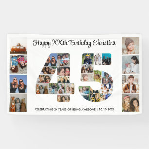 Banderoles 45e anniversaire de fête Numéro 45 Photo Collage