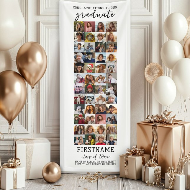 Banderoles 48 Collage Photo de Remise de Diplôme Moderne Mini (Custom Graduation Banner - Great for a backdrop or Grad Party Decoration)
