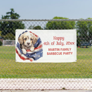 Banderoles 4 Juillet Barbecue Party American Drapeau Chiot