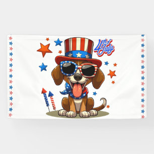 Banderoles 4 juillet chien/chiot mignon, patriotique