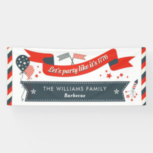 Banderoles 4 juillet d'étoiles blanches de partie rayures