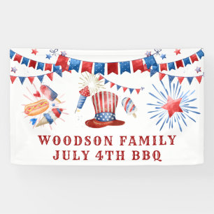 Banderoles 4 juillet Nom de famille BBQ Banner