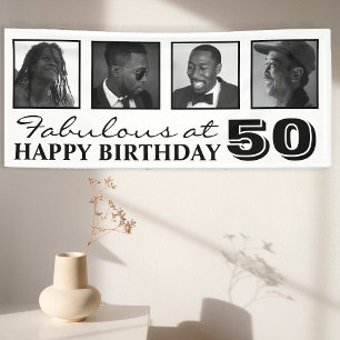 Banderoles 4x Collage de photos Joyeux Anniversaire