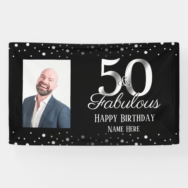 Banderoles 50 ans et fabuleuse photo Confetti (Horizontal)