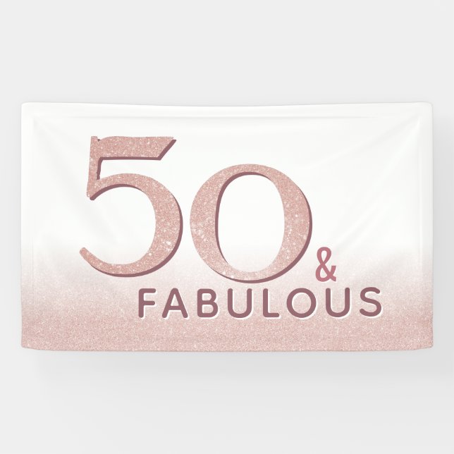 Banderoles 50 ans et Fabuleux Anniversaire Moderne Rose Gold  (Horizontal)