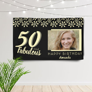 Banderoles 50 ans et fabuleux Fleur de marguerite jaune Photo