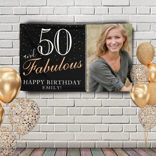 Banderoles 50 ans et Fabuleux Photo Moderne Noir pour 50e Ann