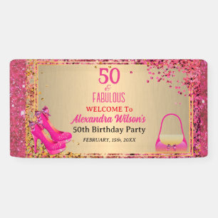 Banderoles 50 ans et Fabuleux Talons Hauts Or Rose Chaud Pail
