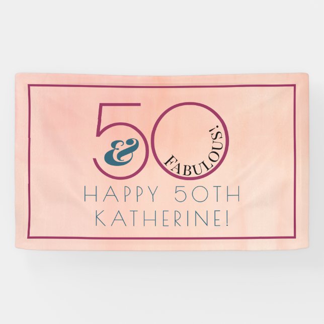 Banderoles 50 ans et Fabuleux Typographie Fête d'anniversaire (Horizontal)