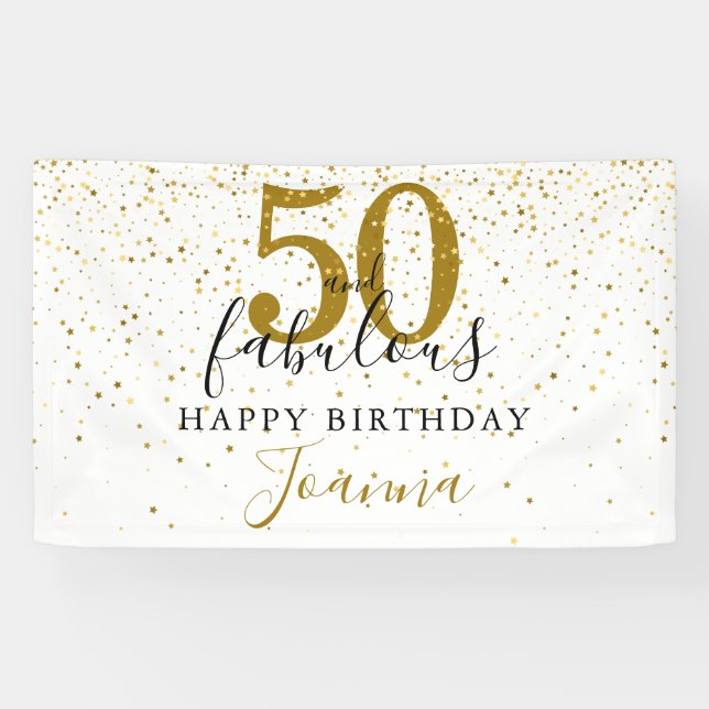 Banderoles 50 et fabuleux anniversaire Elegant Gold et Black (Horizontal)