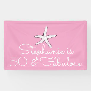 Banderoles 50 Et Fabuleux Anniversaire Starfish Plage Rose Bl