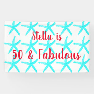 Banderoles 50 Et Fabuleux Anniversaire Turquoises Motifs de S