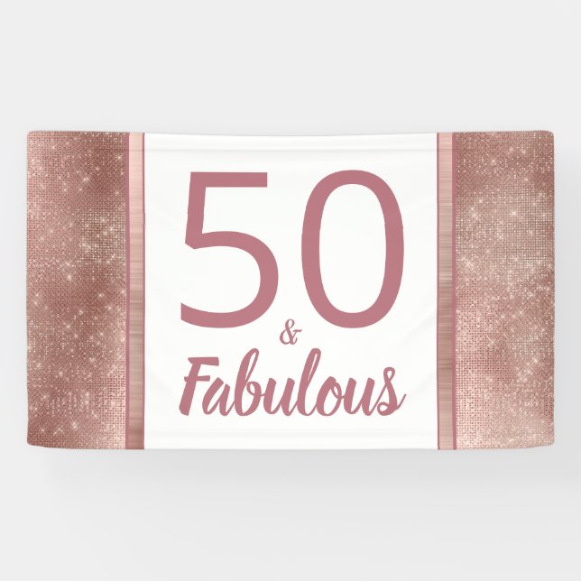 Banderoles 50 et fabuleux Rose Gold Chic 50e fête d'anniversa (Horizontal)
