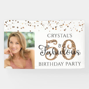 Banderoles 50 ET FABULOUS Copper Gold Confetti Photo