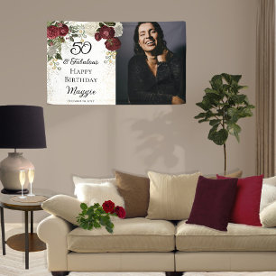 Banderoles 50 et Fabulous Glam Rose Floral fête d'anniversair