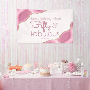 Banderoles 50 et Fabulous Pink Gold 50th Birthday Banner
